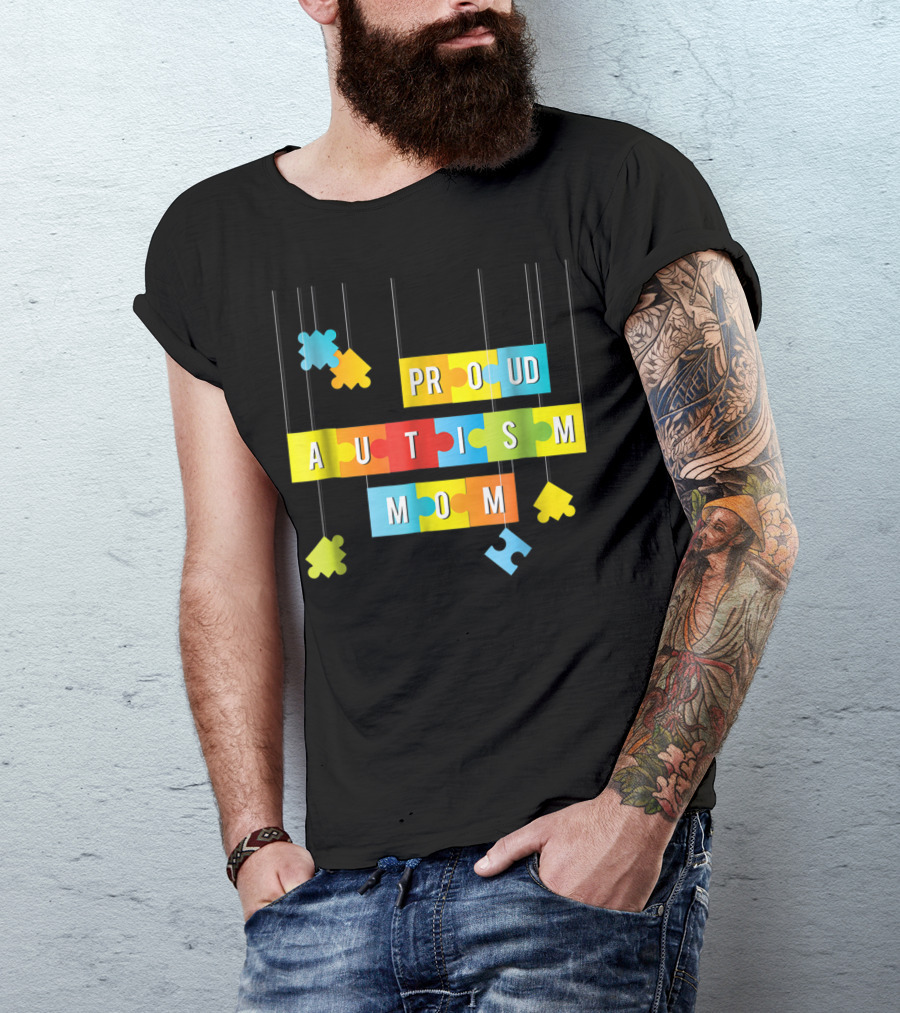 Proud Autism Mom Tees Women Mama Grandma Mommy T-Shirt