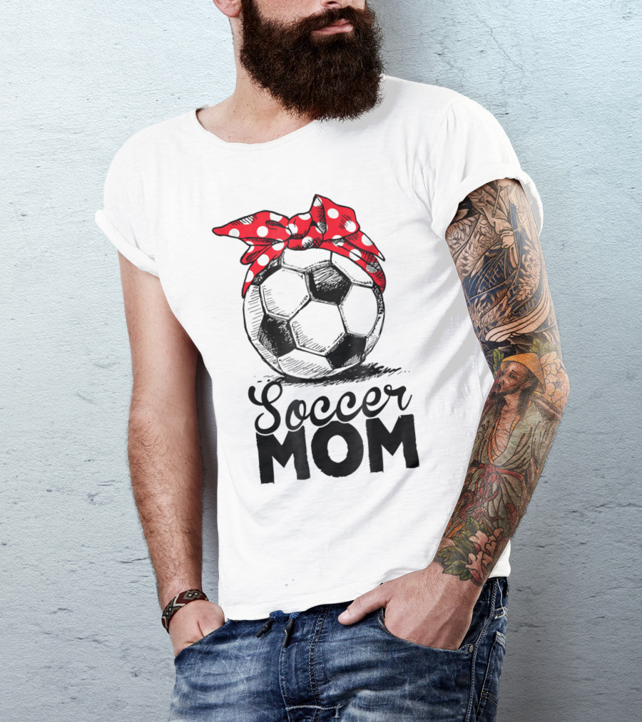 Funny Soccer Mom Polka Dot Bandana Vintage Soccer Fan Player17 T-Shirt