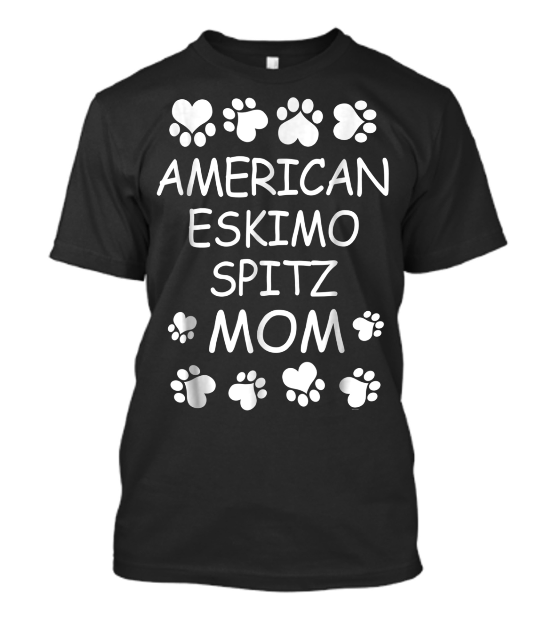 American Eskimo Spitz Mom Paw Print Hearts T-Shirt