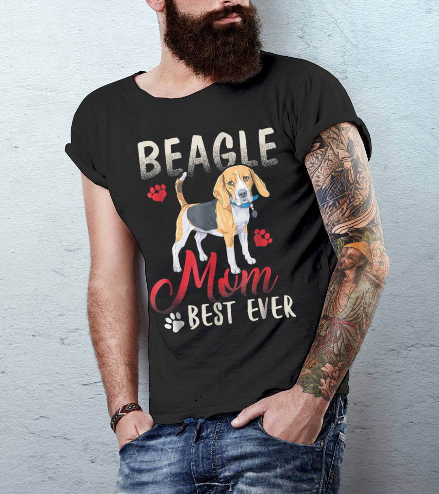 Beagle Mom Best Ever Beagle Dog With Paw Prints T-Shirt