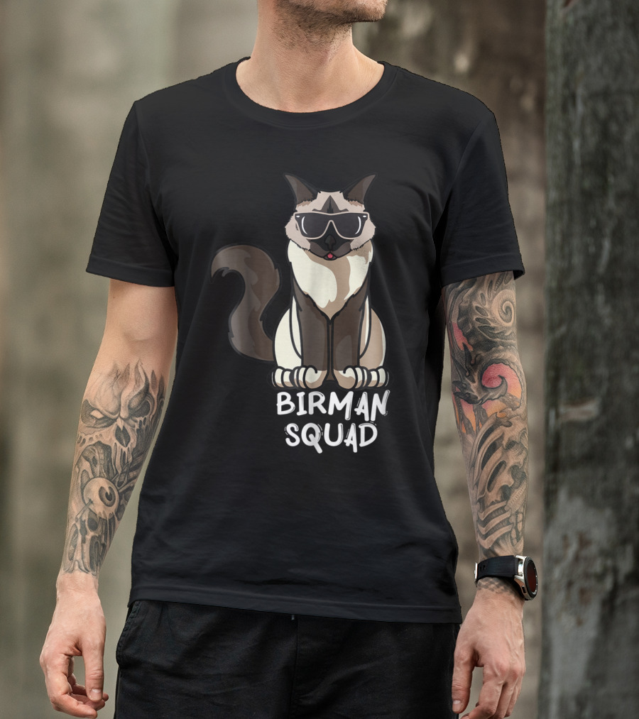 Birman Squad Cat Mom Lover Squad Cool Birman Cat With Sunglasses T-Shirt