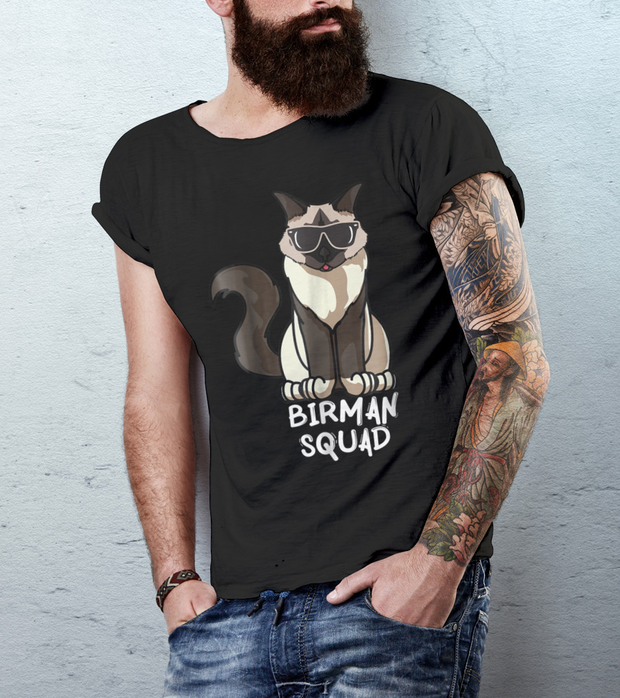 Birman Squad Cat Mom Lover Squad Cool Birman Cat With Sunglasses T-Shirt