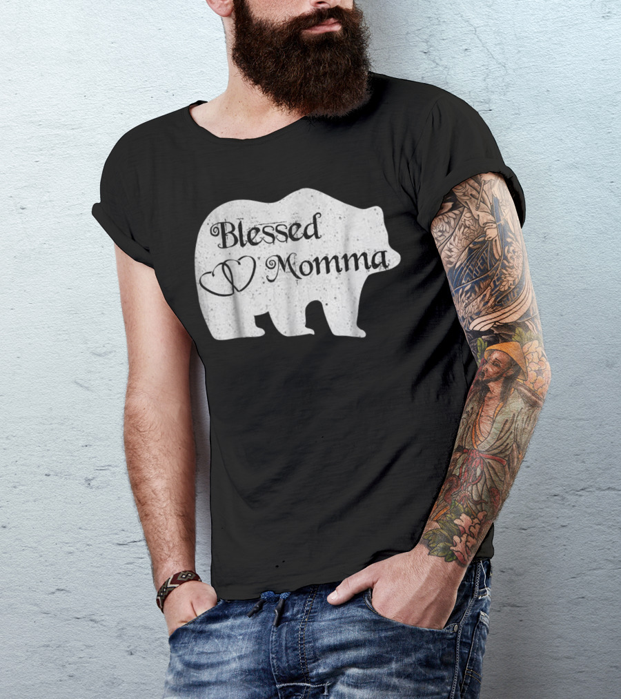 Blessed Momma Bear Heart T-Shirt