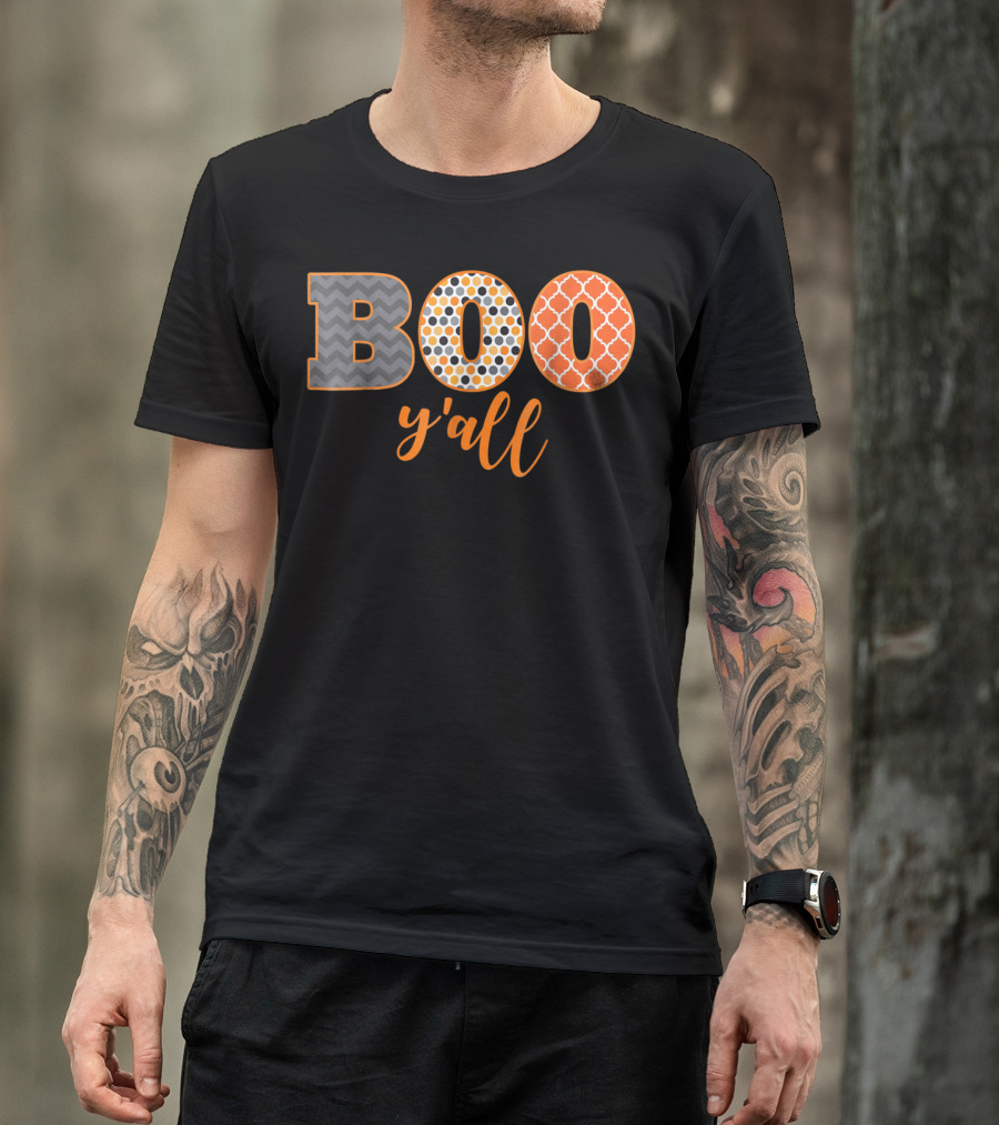 BOO Y'all Halloween Perfect Dad Teach51 Chevron Polka Dots T-Shirt