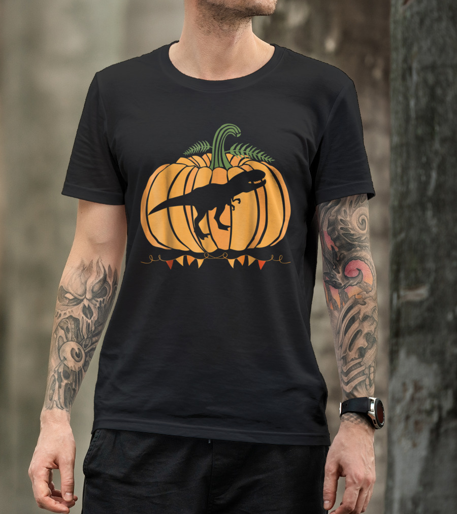 Dinosaur Inside Pumpkin Halloween Dad Mom63 T-Shirt