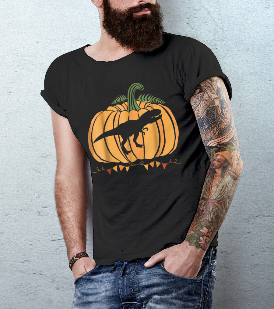 Dinosaur Inside Pumpkin Halloween Dad Mom63 T-Shirt