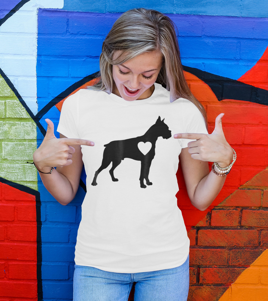Boxer Dog Heart Silhouette Design For Loving Dog Moms T-Shirt