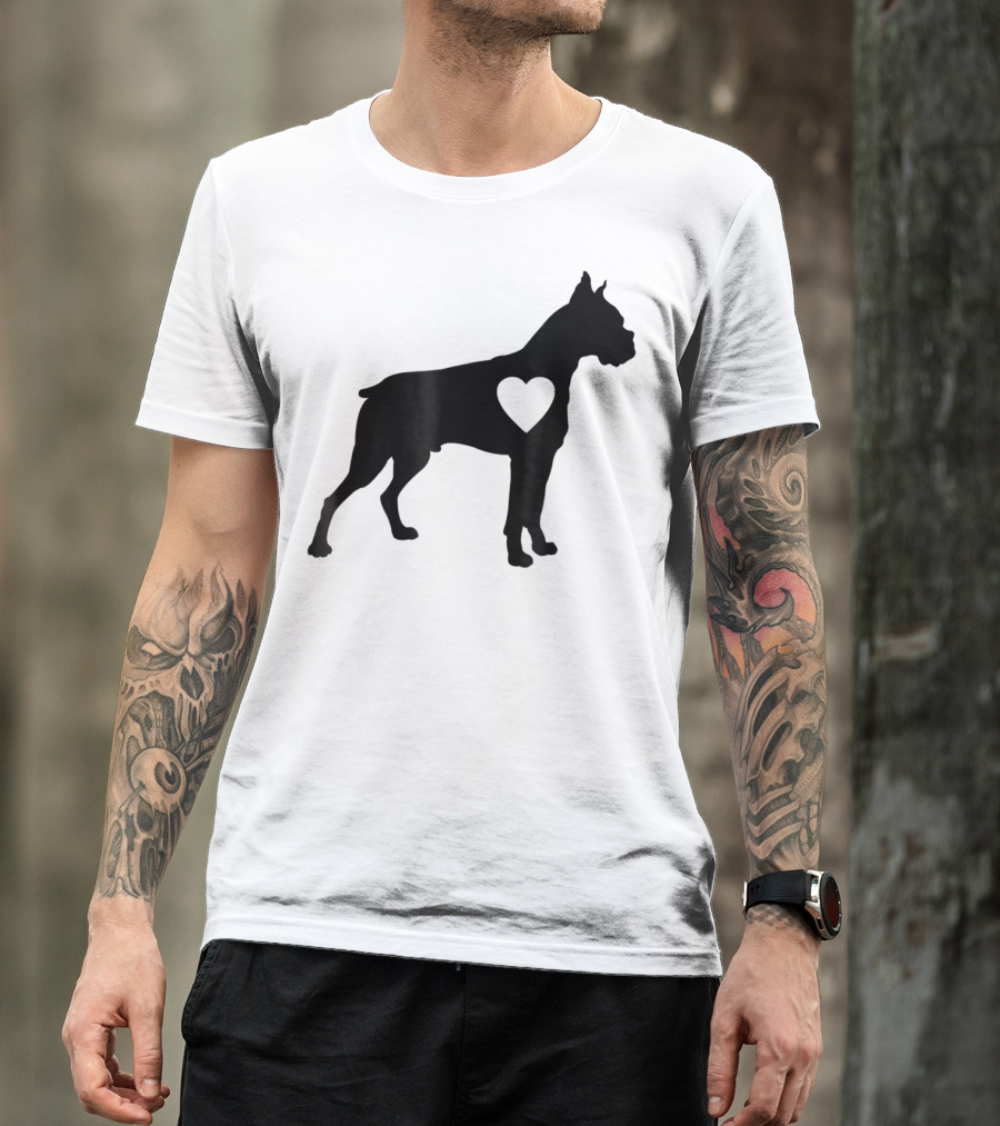 Boxer Dog Heart Silhouette Design For Loving Dog Moms T-Shirt