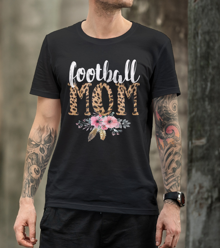 Football Mom Boho Leopard Floral T-Shirt