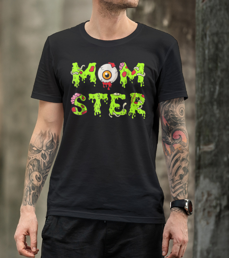 Momster49 Funny Halloween Monster Eye Slime Text T-Shirt