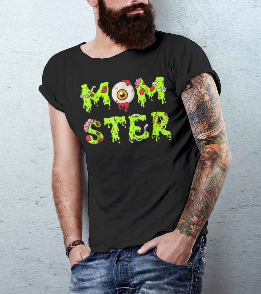 Momster49 Funny Halloween Monster Eye Slime Text T-Shirt
