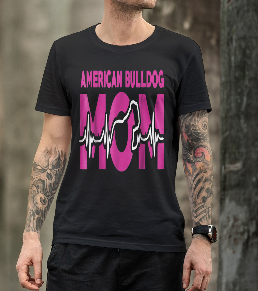 American Bulldog Mom Heartbeat T-Shirt