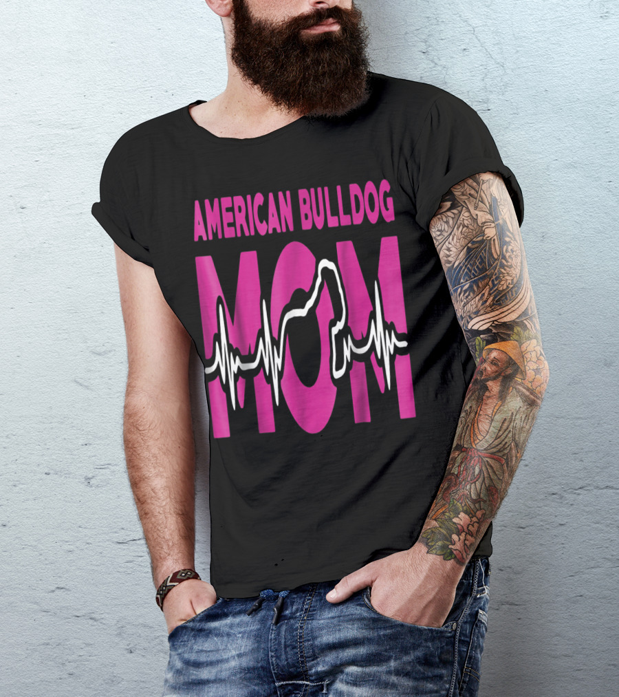 American Bulldog Mom Heartbeat T-Shirt