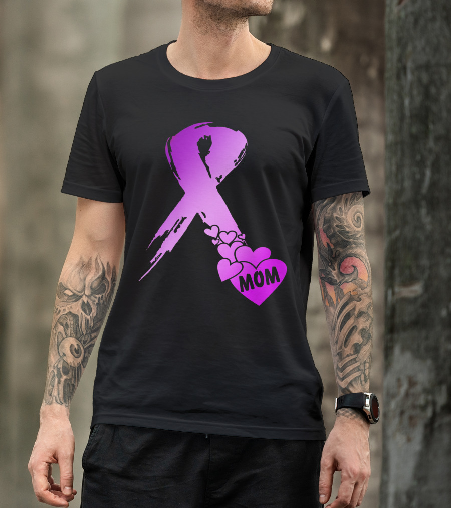 Alzheimers Awareness Mom Purple Ribbon And Hearts T-Shirt