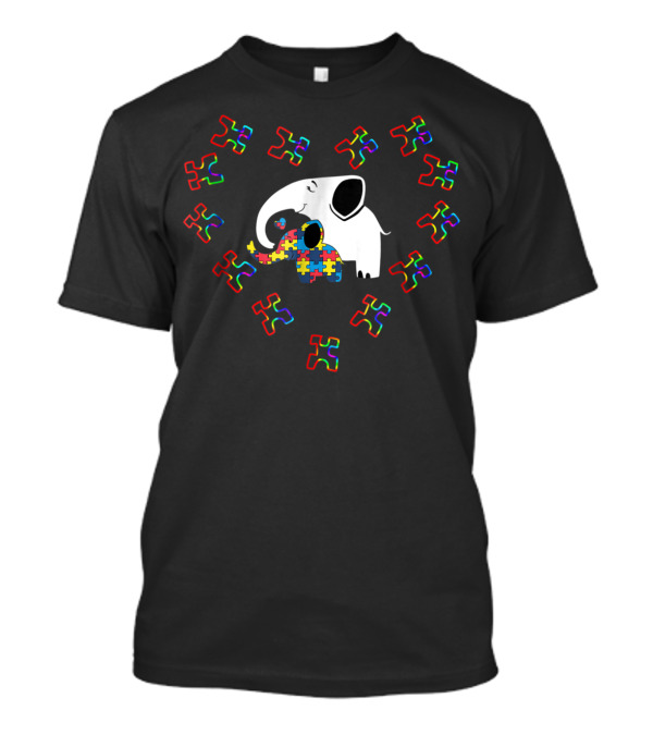 Autism Awareness Elephant Love Mom Kid Puzzle Heart T-Shirt