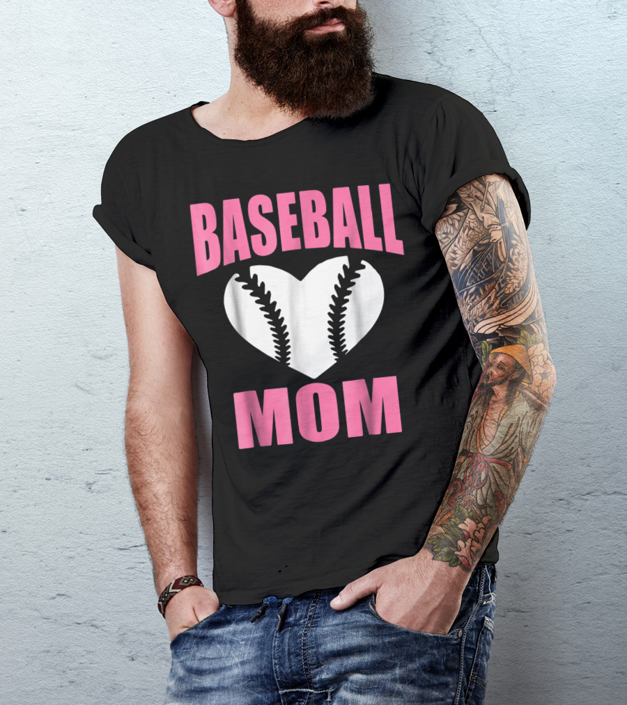 Baseball Mom Heart Baseball T-Shirt