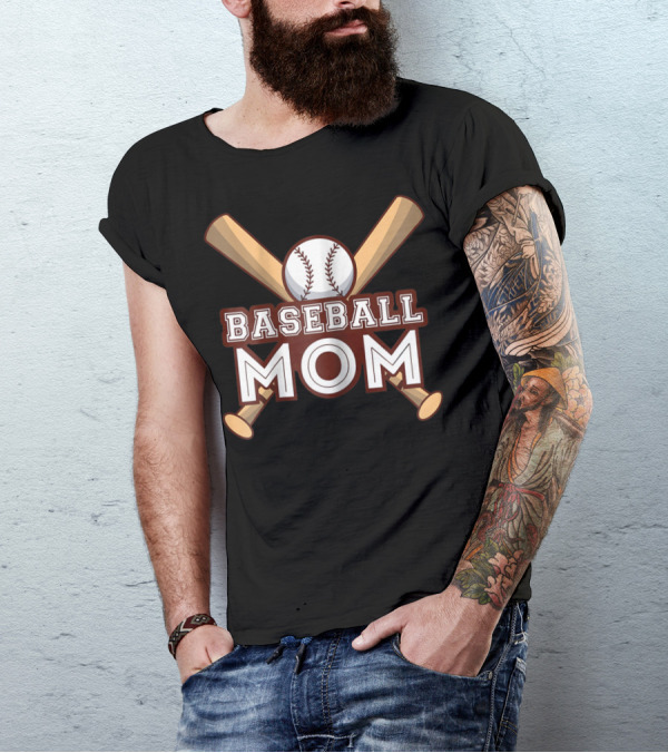 Baseball Mom Crossed Bats And Ball T-Shirt