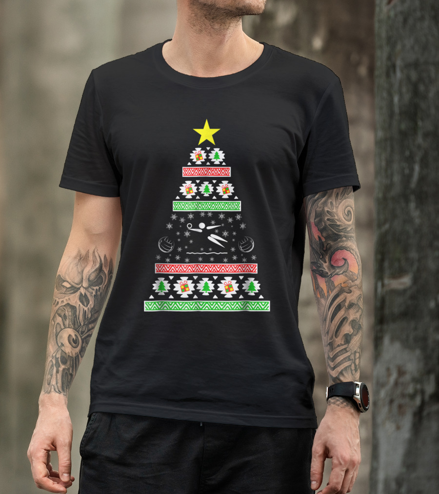 Beach Volleyball Ugly Christmas Tree Dad33 T-Shirt