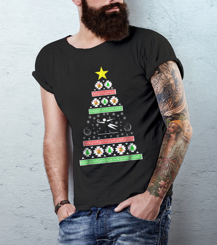 Beach Volleyball Ugly Christmas Tree Dad33 T-Shirt