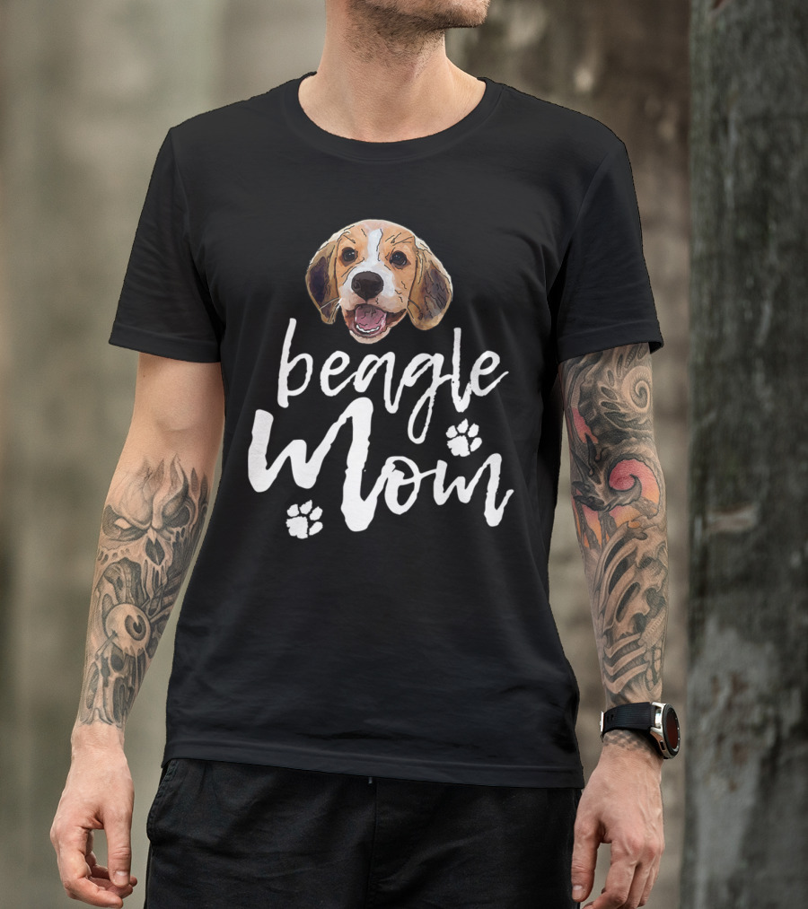 Beagle Mom Cute Dog Face Paw Prints T-Shirt