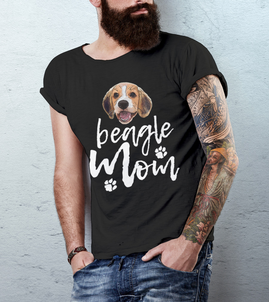 Beagle Mom Cute Dog Face Paw Prints T-Shirt