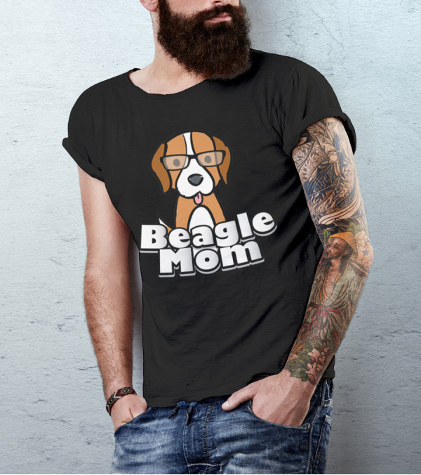 Beagle Mom Cute Dog With Glasses T-Shirt