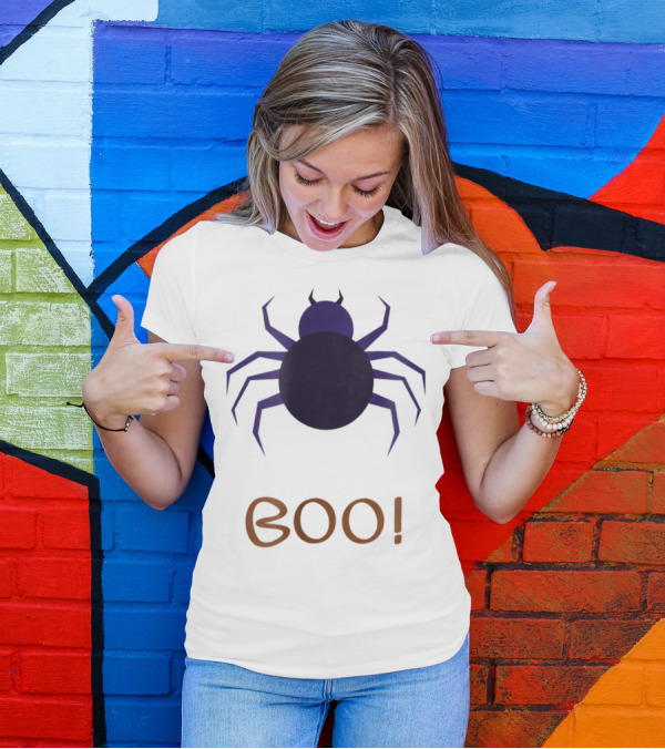 BOO Halloween Spider Design For Mom Sister Boyfriend Girl T-Shirt