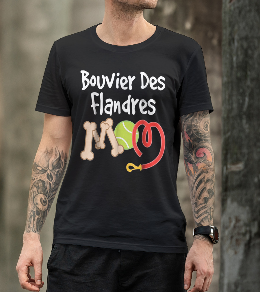 Bouvier Des Flandres Mom Bone Tennis Ball Leash T-Shirt
