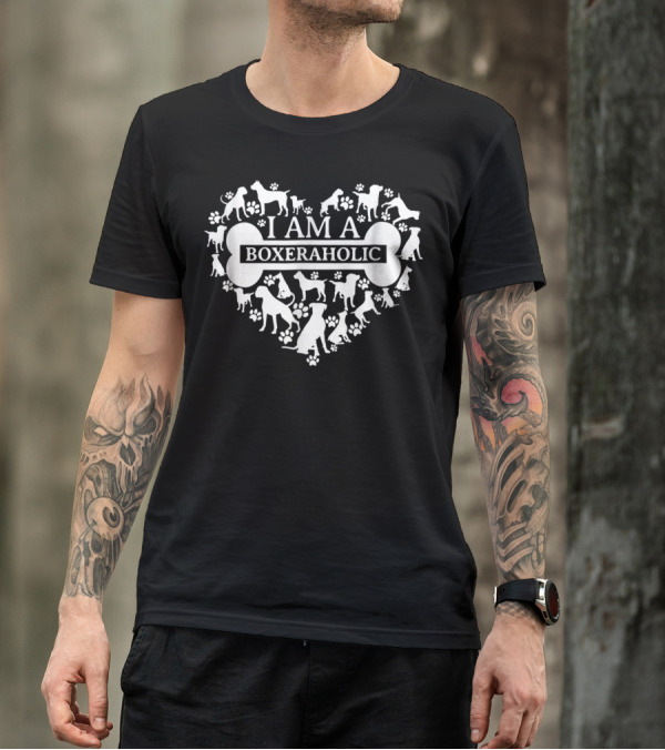 Boxer Dog Mom I Am A Boxeraholic Heart T-Shirt