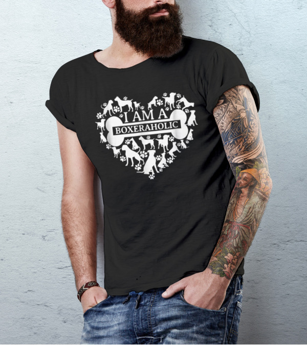 Boxer Dog Mom I Am A Boxeraholic Heart T-Shirt