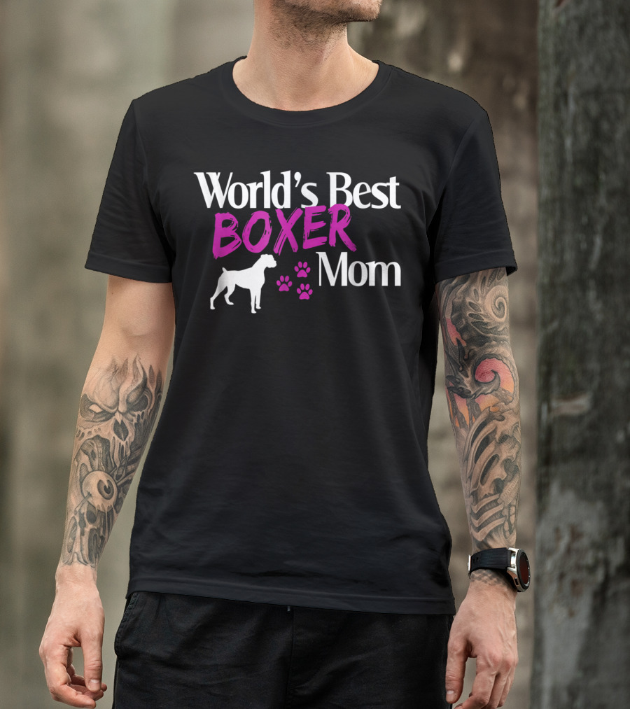 World's Best Boxer Mom With Paw Prints T-Shirt