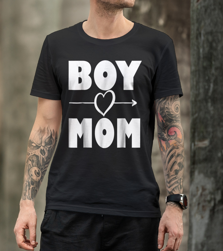 BOY MOM Heart With Arrow T-Shirt
