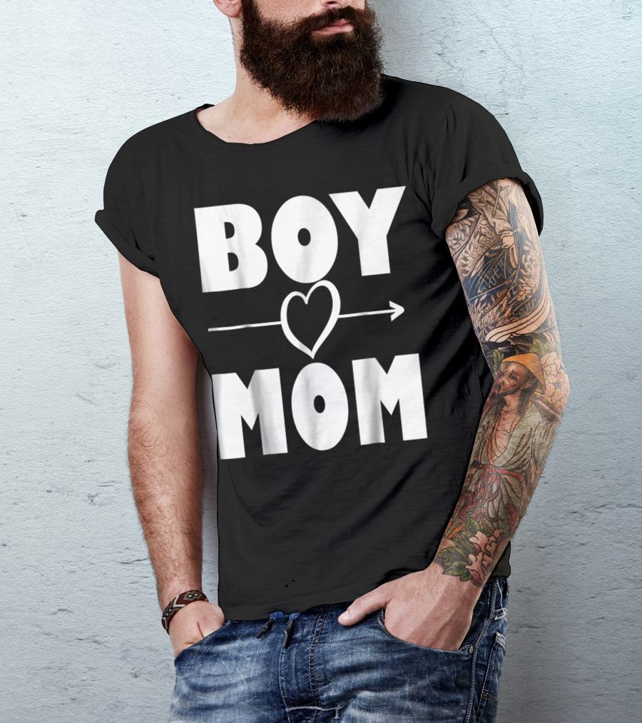 BOY MOM Heart With Arrow T-Shirt