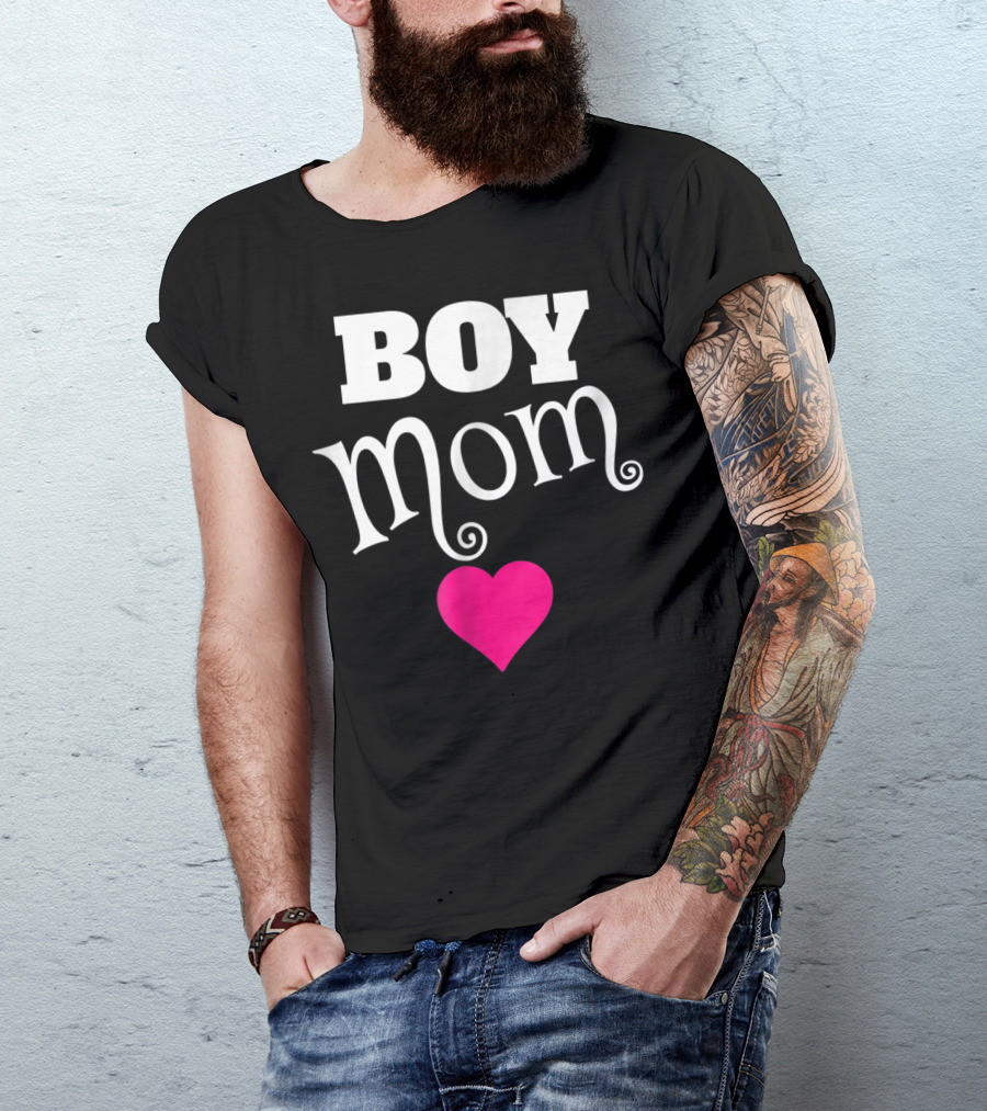 Boy Mom Heart Love My Boys Mother T-Shirt
