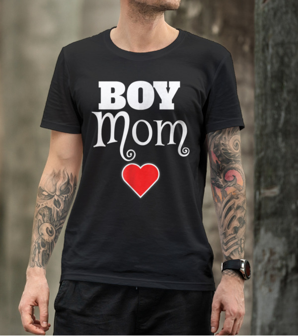 Boy Mom Heart Love My Boys Mother Of Boys T-Shirt