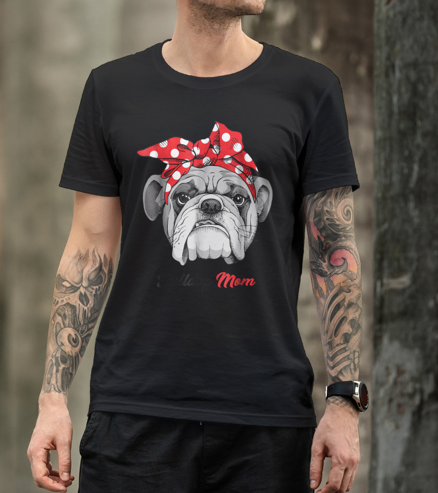 Bulldog Mom Polka Dot Bandana T-Shirt