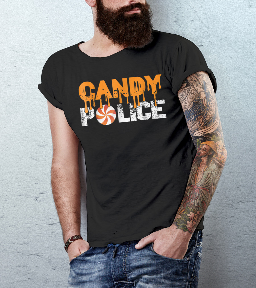 Candy Police Funny Mom Or Dad Halloween Candy Inspector T-Shirt