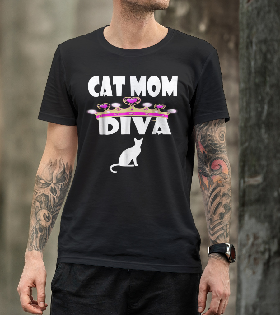 Cat Mom Diva Crown Silhouette Tee63 T-Shirt
