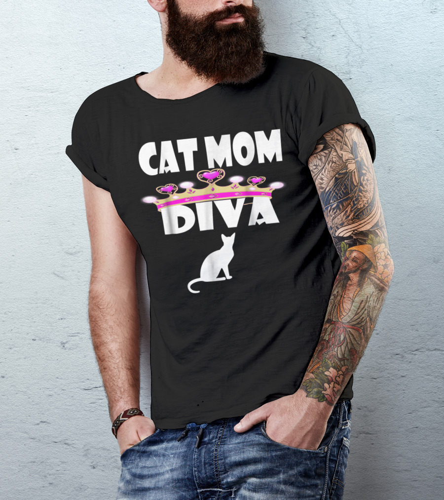 Cat Mom Diva Crown Silhouette Tee63 T-Shirt