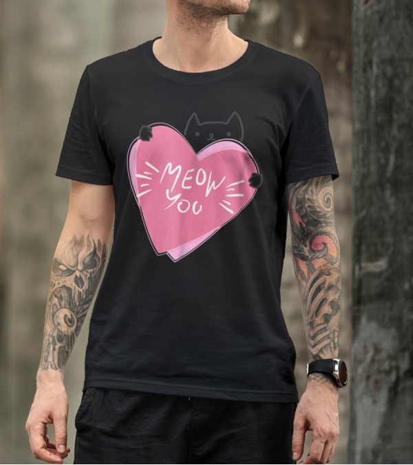 Cat Mom Meow You Cute Pink Heart Love Cat T-Shirt