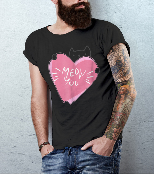 Cat Mom Meow You Cute Pink Heart Love Cat T-Shirt