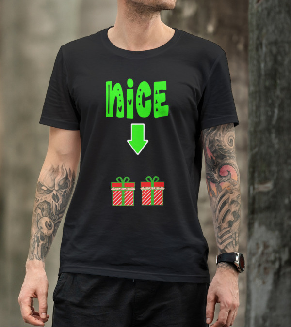 Christmas Expecting Twins Mom Baby Announcement Nice Arrow Presents T-Shirt