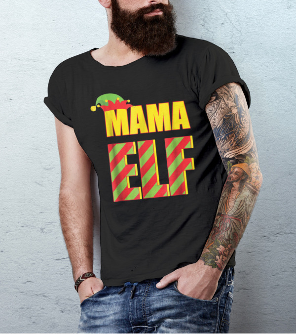 Mama Elf Christmas Family Matching Fun Women T-Shirt