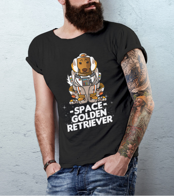 Space Golden Retriever Dog In Space Suit T-Shirt