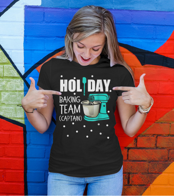 Holiday Baking Team Captain Mixer Snow Dots T-Shirt