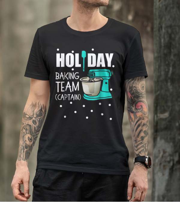 Holiday Baking Team Captain Mixer Snow Dots T-Shirt