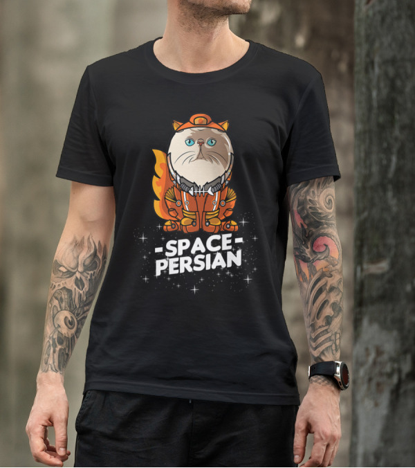 Space Persian Cat In Astronaut Suit With Christmas Flair T-Shirt