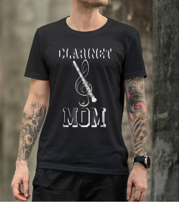 Clarinet Mom Marching Band Instrument School Clef T-Shirt