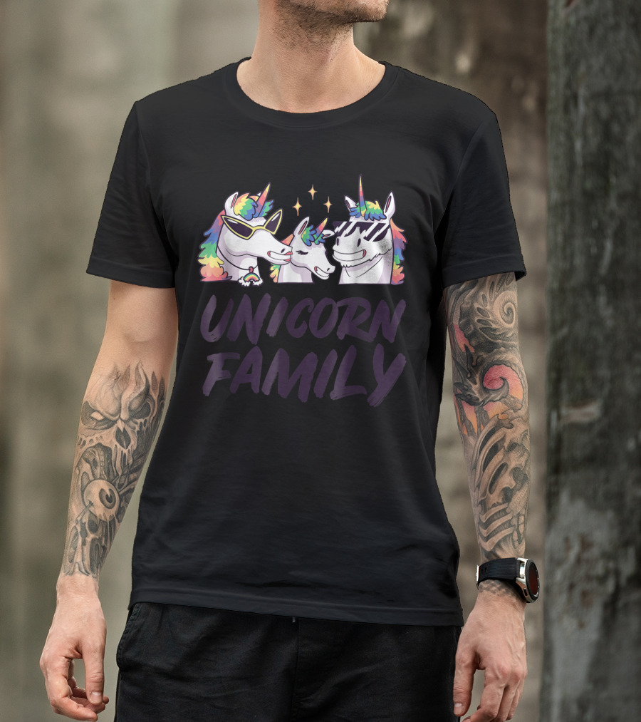 Cool Unicorn Family Colorful Son Daughter T-Shirt