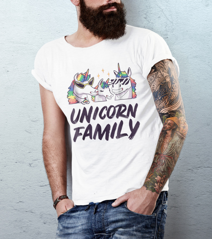 Cool Unicorn Family Colorful Son Daughter T-Shirt